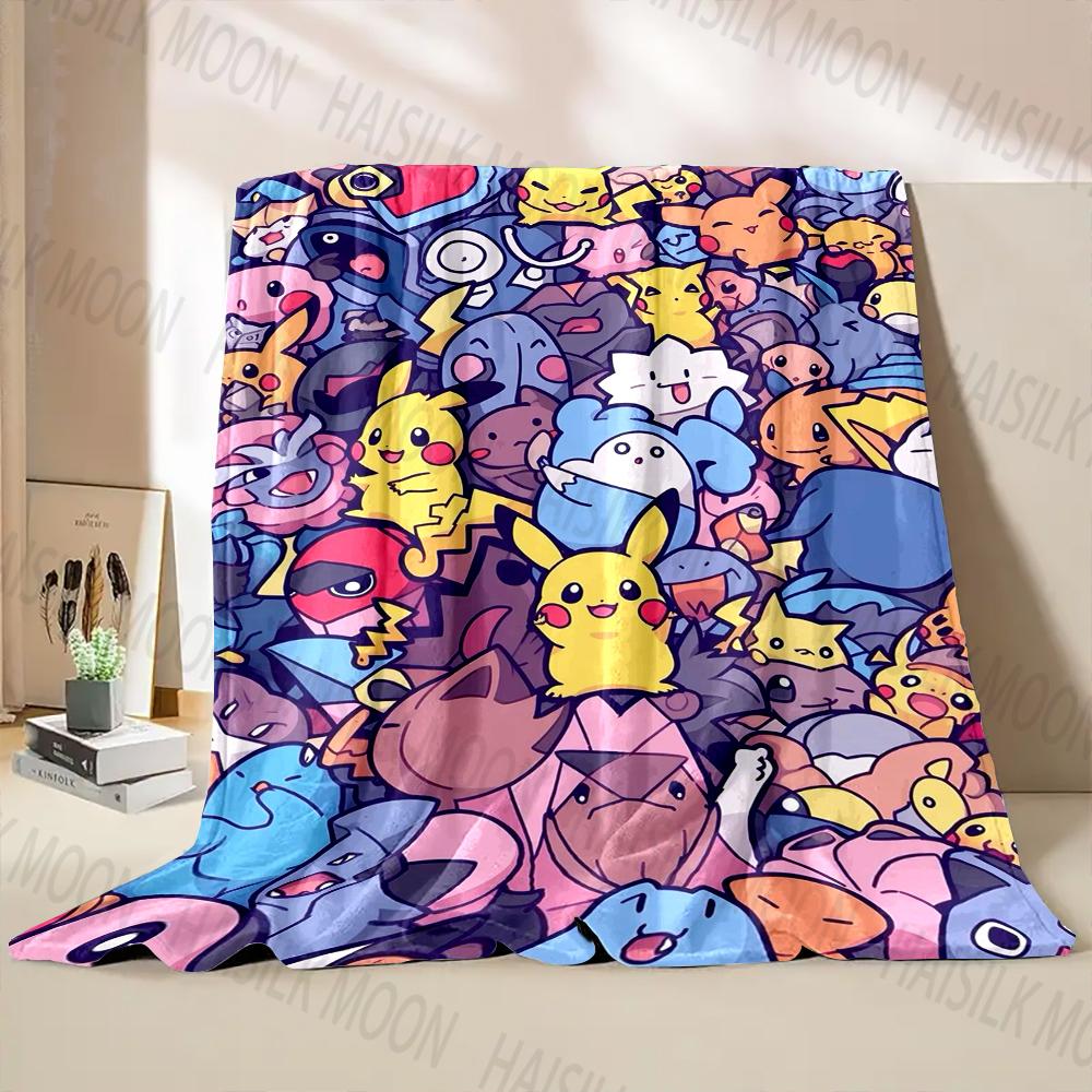 1PC Pokémon Print Blanket Adult Children Warm Blankets for Home Travel Bed Sofa Car Office Soft and Comfortable Blanket for Gift