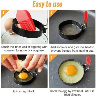 Non-Stick Egg Rings with Folding Silicone Handles Egg Poachers Crumpet Mould Cooking Rings