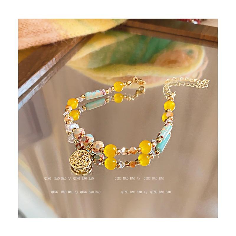 Meier Ethnic Style Colorful Glass Rice Beads Beaded Necklace for Women New Chinoiserieretroniche Style Clavicle Chain