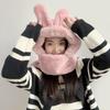 Cute Rabbit Integrated Hood Muffler (Pink)