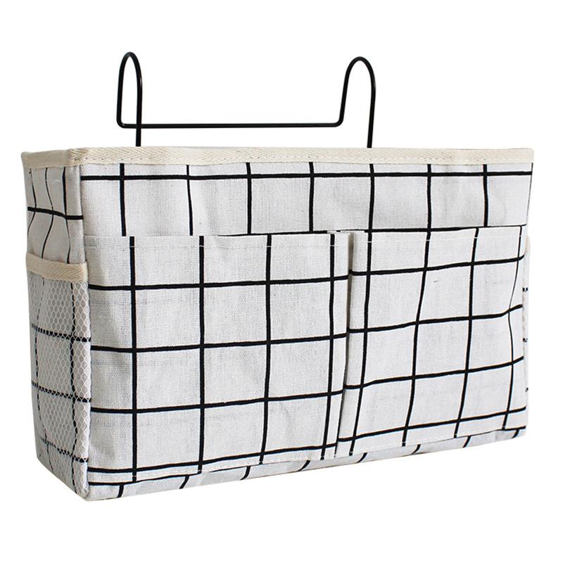 Dormitory Storage Bedside Hanging Basket Student Dormitory Storage Bag Cotton Linen Fabric Bedside Storage Hanging Bag