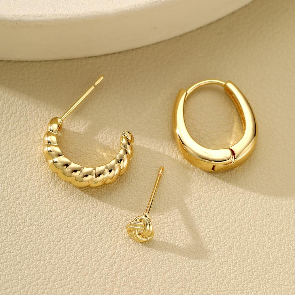 3pcs Simple Hoop Earring Set for Women Vintage Gold Color Metal Circle Geometric Cartilage Piercing Earrings Daily Party Jewelry