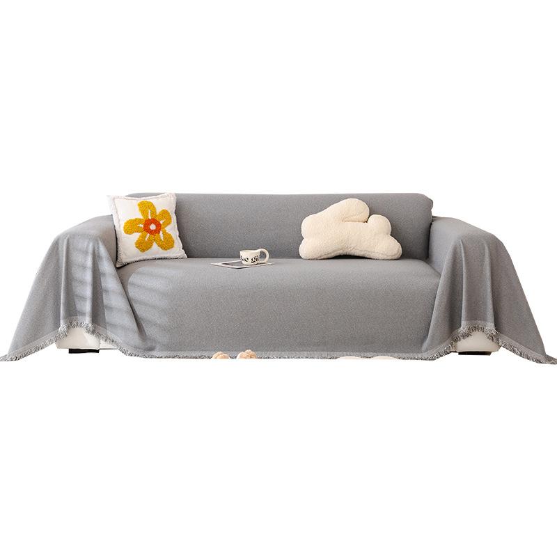 Anti-Scratching Chenille Sofa Towel Modern Minimalist Full Covered Non-Slip Cloth Four Seasons Universal Pure Color Cover Cover