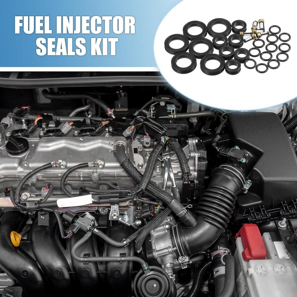 Fuel Injector O Rings Seals with Micro Filters Fuel Injector Repair Kit for Toyota 4Runner 1996-1998 for Lexus ES300 1992-1993 Rubber Black (Set of