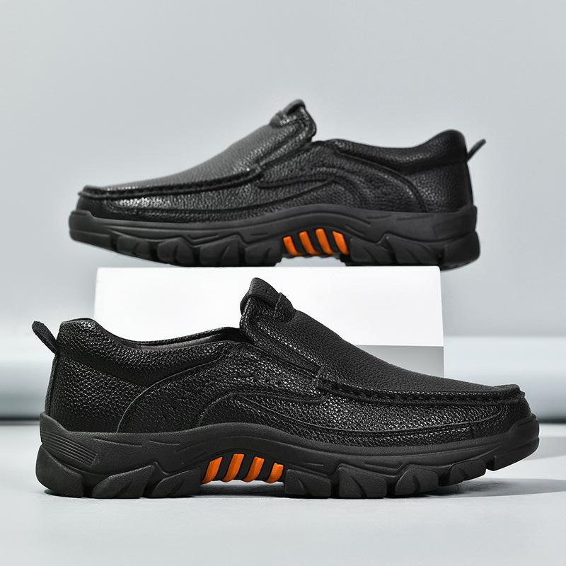 Men's shoes spring and autumn high-end men's leather shoes business one-pedal non-slip soft sole