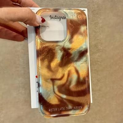 Umělecký třpytivý gradientní vzor alobalu pouzdro pro iPhone 17 16 Pro Max 13 15 Pro 12 14 11 16e 7 8 Plus XS XR Retro kryt