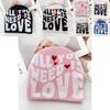 Simple Color Blocked Letter Heart Pattern Women Casual Warm Knitted Hat For Winter Outdoor Warmth