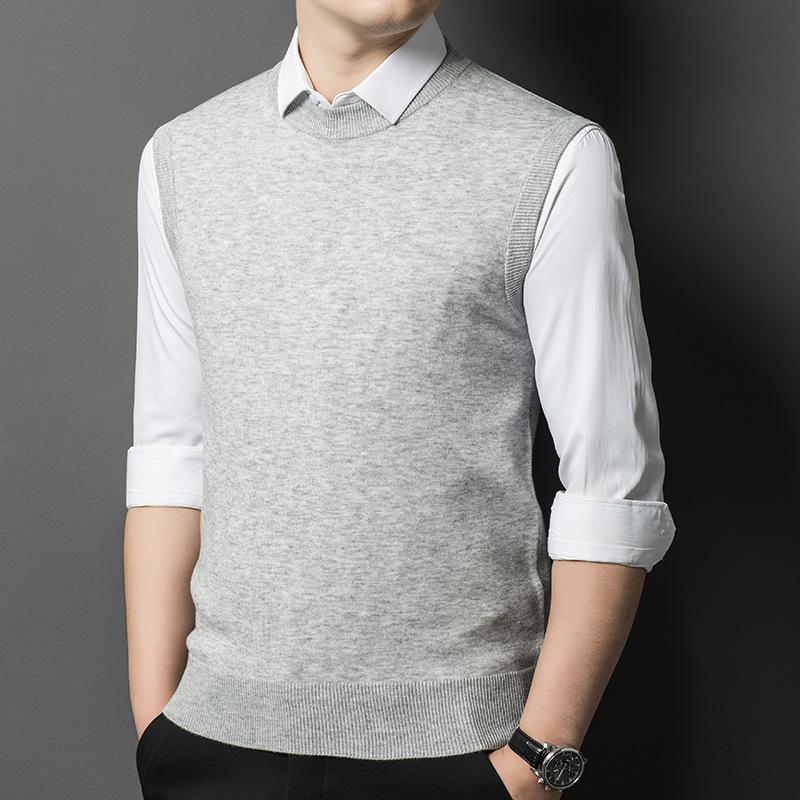 Men S Sleeveless Round Neck Solid Knit Pullover Vest M
