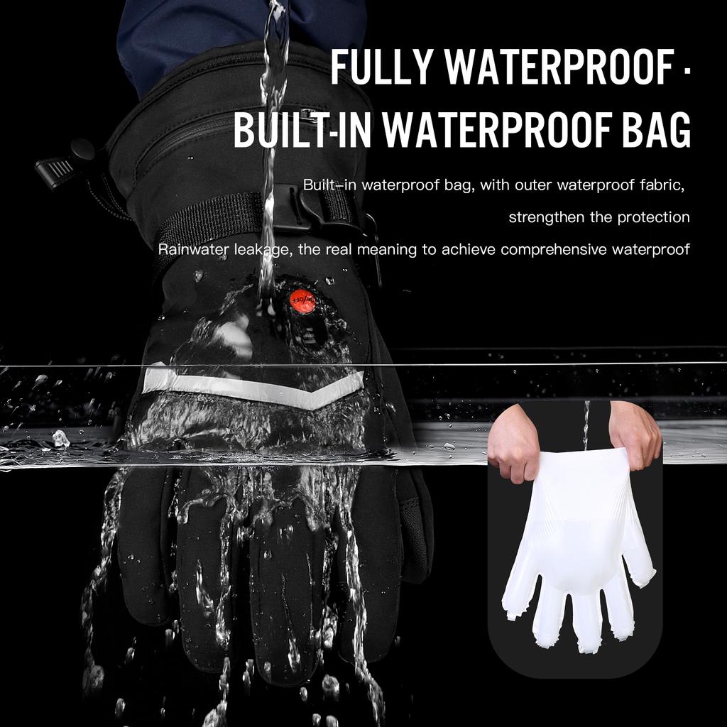 Electric Heated Gloves Motorcycle Winter Moto Heated Gloves Warm Waterproof Rechargeable Heating Thermal Gloves For Snowmobile
