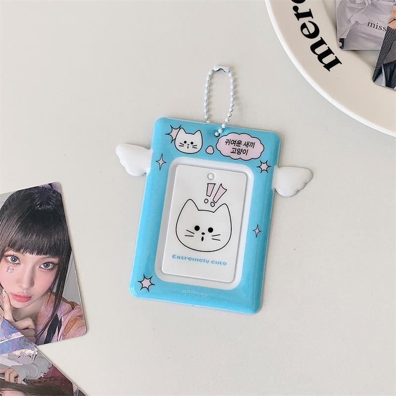 Cute Small Wings Card Holder Photocard Holder Idol Photo Display Protect Storage Card Keychain Bag Pendant Keyring Birthday Gift