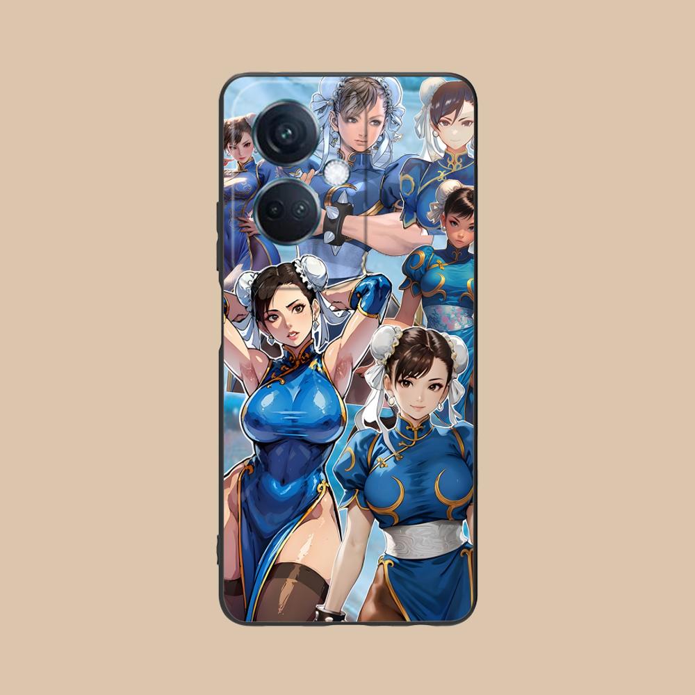 Street Fighter Chunli Phone Case for OPPO Reno 14 13 12 11 10 9 8 7 6 5 F T Pro 5G Colorful Printing Cover Cover Pretty Luxury