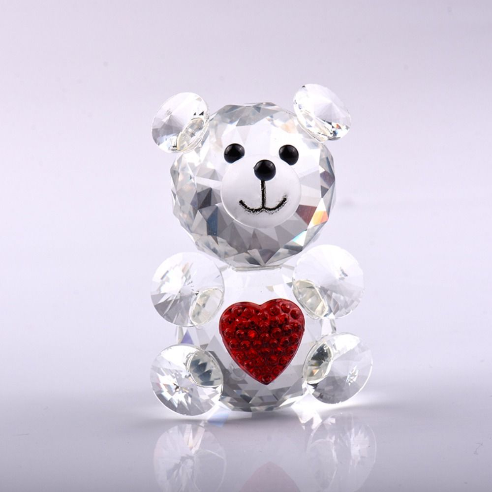 Artificial Crystal Bear Love Heart Heart-shaped Bear Bear Ornament Bear Figurines  Table Ornament