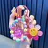 Gradient Sunflower Beaded Keychain Bracelet - Women's Handbag Charm & Key Ring Gift