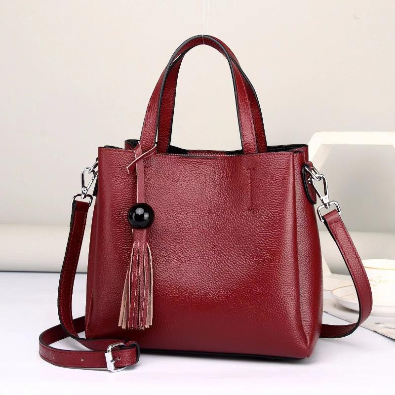 Genuine Leather Women's Bag Crossbody Bag Quality Premium Handbag Handbag Shoulder Fashion Cowhide Bucket Bag