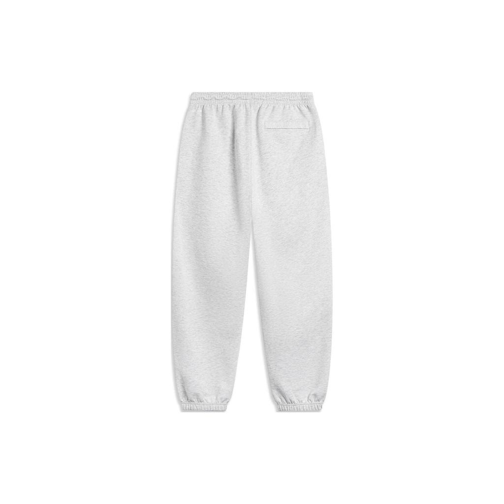 Li Ning Basketball Series Letter Print Cuffed Ice Feel Knitted Sports Pants Men Bottoms Flower-Gray Deep-Antarctic-Gray AKLU471-5