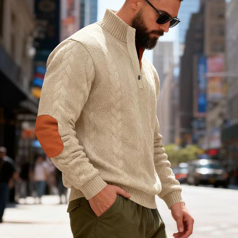 

Осень и зима 2025 Новинка Свободный модный свитер с воротником-стойкой Простой однотонный Повседневный и универсальный S хаки