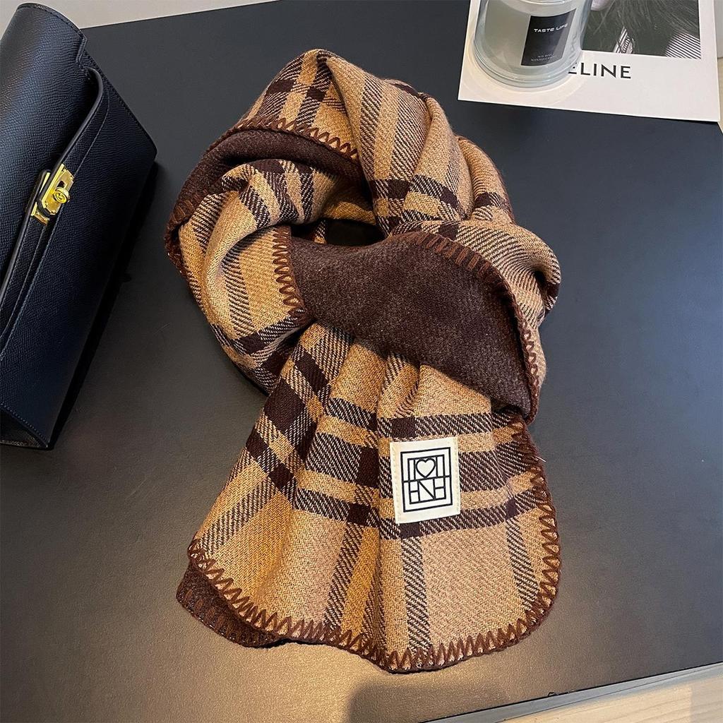 Korean Plaid Scarf Women Winter Classic Warm Imitation Cashmere Scarves Thick Bandana Fashion Luxury Shawl Wrap Bib Neckerchief