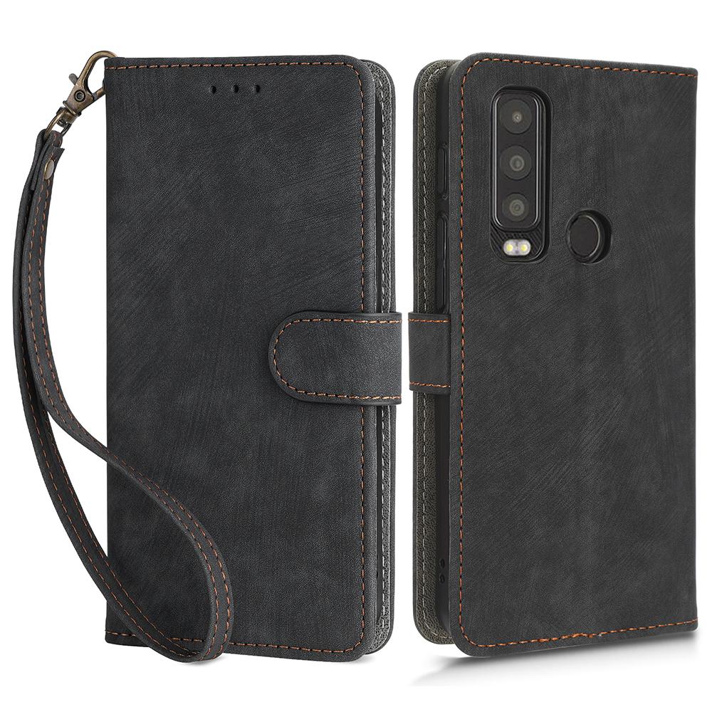 

Чехол-кошелек для телефона Motorola Defy 2 5G/Cat S75 5G из искусственной кожи с защитой от RFID, подставкой и ремешком Black