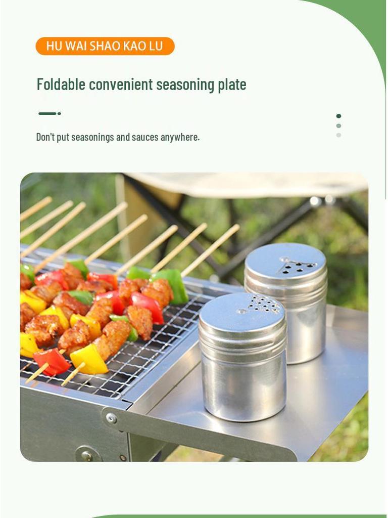 Heavy-Duty Stainless Steel Folding Charcoal BBQ Grill - Portable Outdoor Full Set