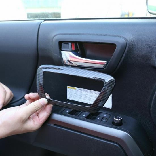 ABS Carbon 4 PCS Door Inner Handle Frame Cover Part For Toyot-a Tacoma 2016-