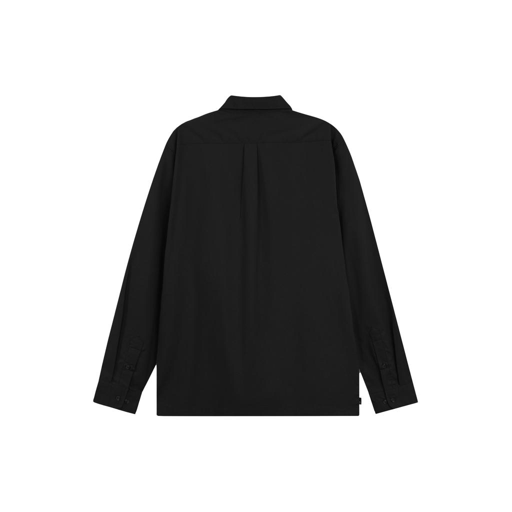 Timberland Solid Color Pocket Spliced Pointed Collar Long Sleeve Shirt Men shirts Black A2NHT-001