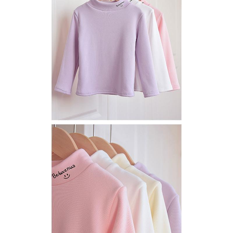 Unisex Kids Thickened Half Turtleneck Long Sleeve Warm Winter Base Shirt