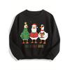 European sizes  Christmas Sweater with Goose & Duck Santa Print - Just A Jolly Goose Holiday Party Outfit, Long Sleeve Winter Sweater for Kids