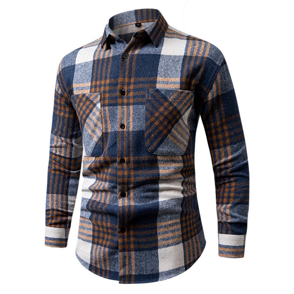 

Мужские весенние рубашки с длинным рукавом в клетку, модные классические клетчатые формальные рубашки, осенняя повседневная хлопковая рубашка для мужчин, рубашки для платья 4XL темно-синий