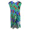 PLEATS PLEASE PP51-JH642 15Stainless Steel Green x Blue Geometric Print One-Piece dress 3 greenUsed