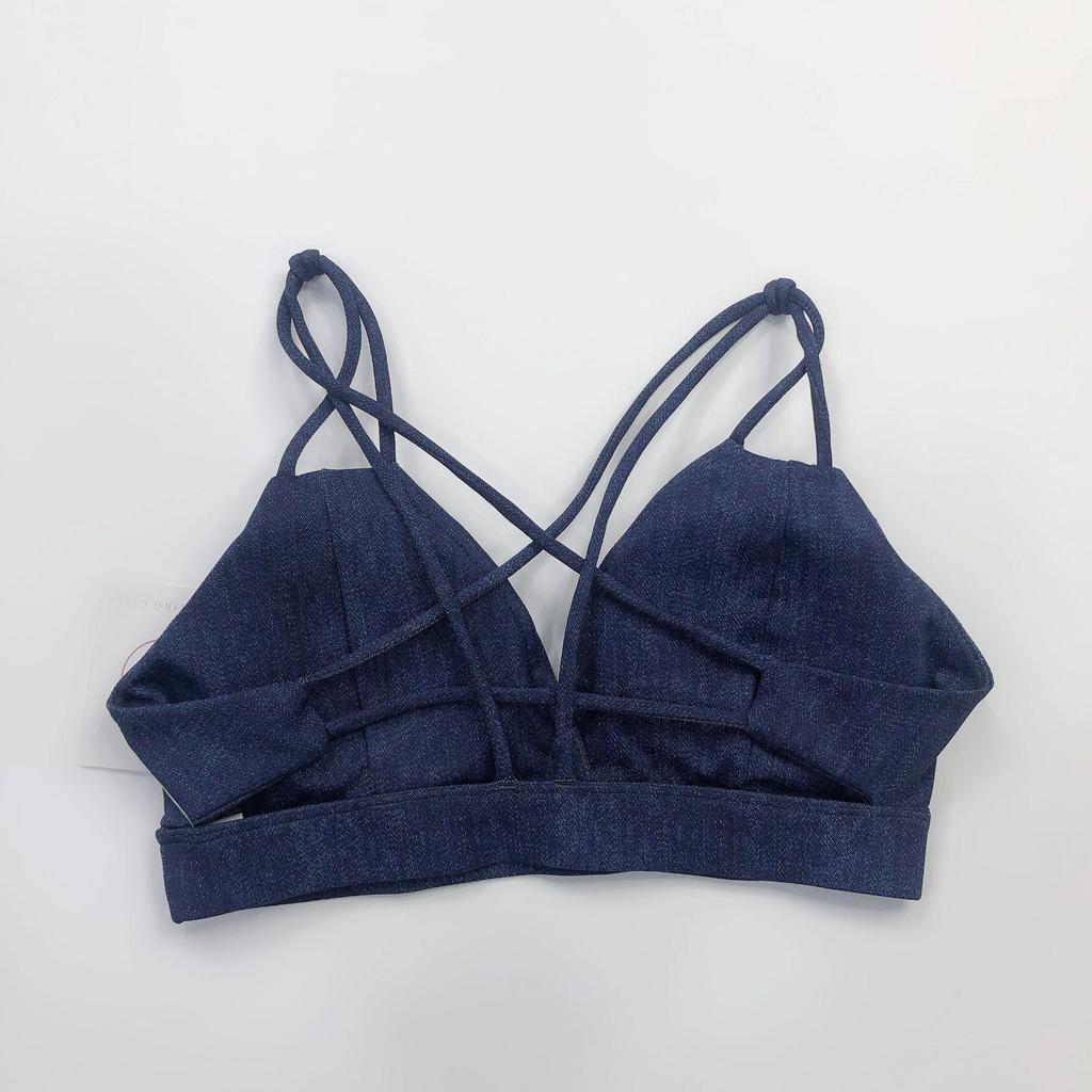 Denim Sports Bra & Hip-Lifting Yoga Tights Fitness Set