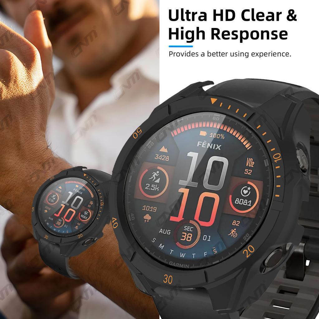 Glass+Case For Garmin Fenix 8 43/47/51MM AMOLED SOLAR Glass Screen Protector & Hard PC Protective Bumper for Fenix 8 Accessories