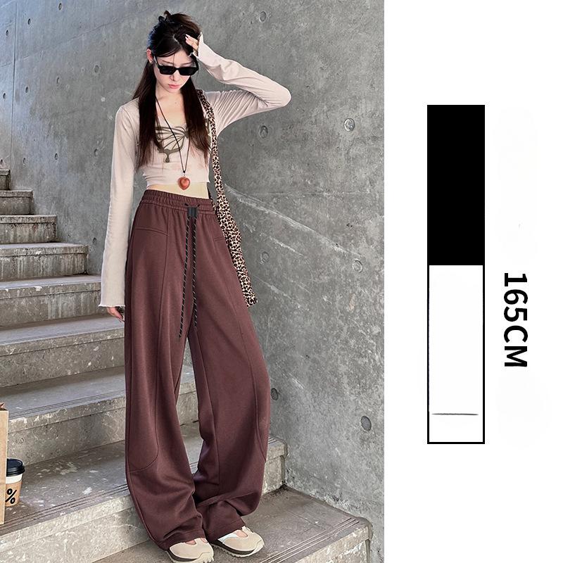 

Спортивные брюки-бананы женские осенне-зимние однотонные прямые свободные спортивные брюки повседневные узкие изогнутые широкие брюки XL коричневый