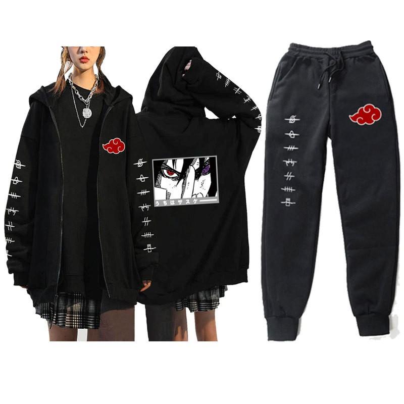 Mens Naruto Hooded Zip-Up Fleece-Lined Casual