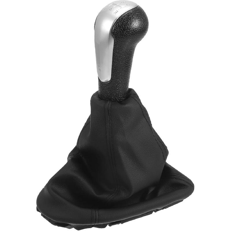5 Speed Manual Gear Shifter Knob with Cover for Chevrolet Spark | Gearbox Stick Shifter Lever Knob Silver Tone Plastic and Faux Leather 1 Pcs