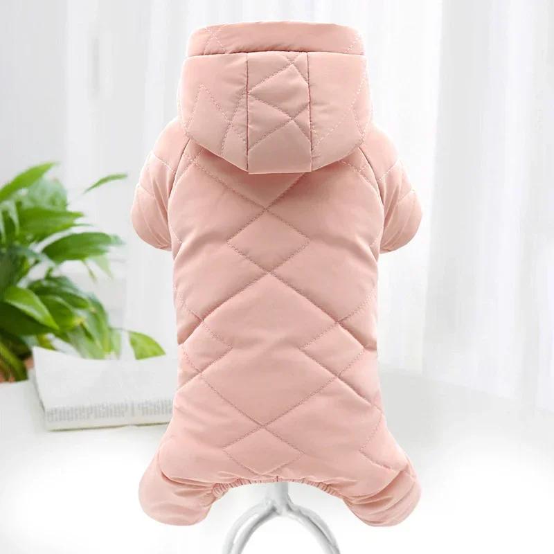 

Winter Dog Clothes Jumpsuit Hoody Coat Outfit Small Dog Costumes Yorkie Pomeranian Poodle Bichon Frise Schnauzer Clothing Romper XS（old） рожевий