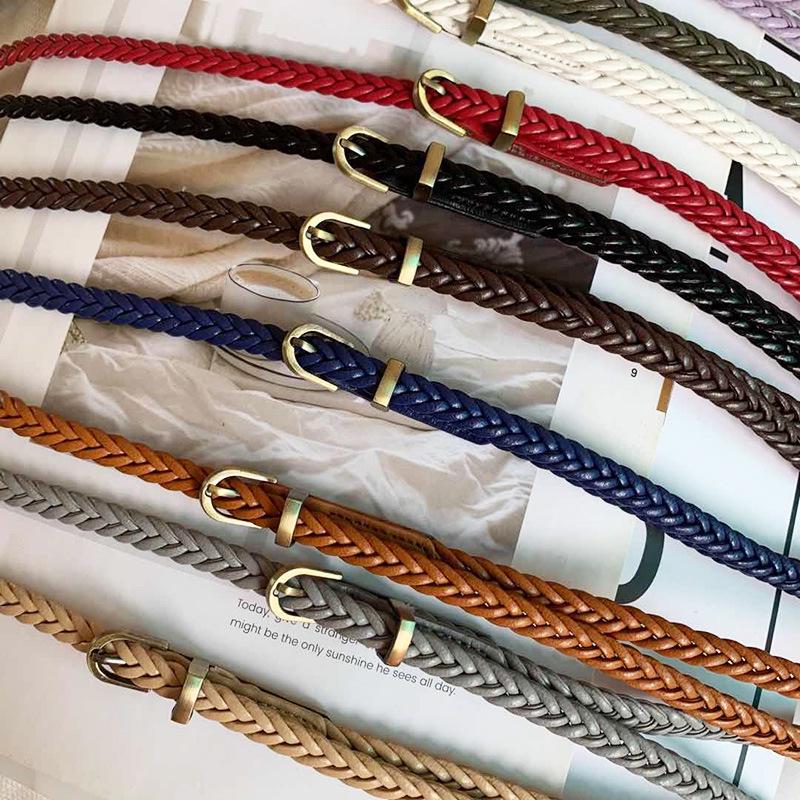 Exquisite Women's Retro Casual Thin Leather Woven Belt – Versatile Korean Style Waist Chain