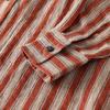 2025 Autumn/Winter Women's Japanese Retro Stripe Linen Polo Long Sleeve Shirt