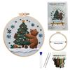 1set Christmas Embroidery Kit, Animal Theme Material Kit with English Stitch Instructions, DIY Embroidery Craft Material Kit