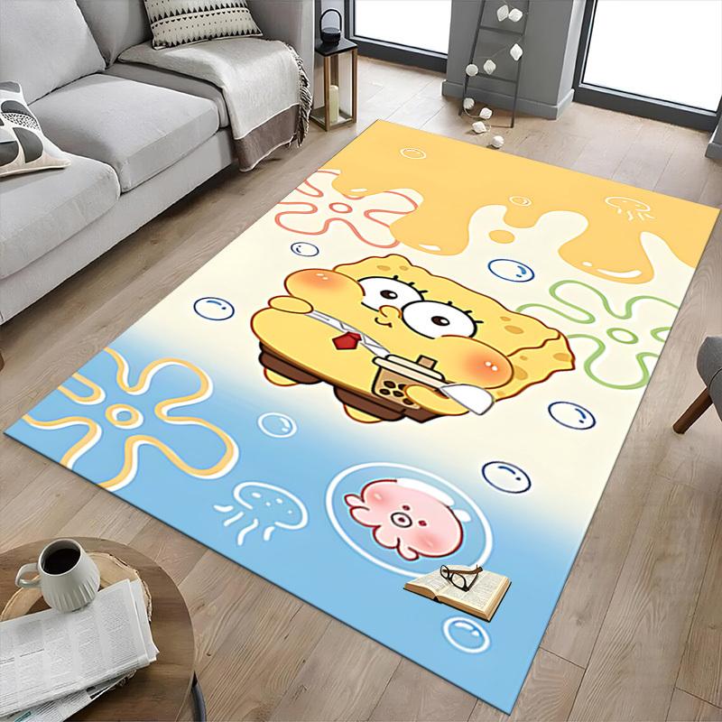 1PC SpongeBob SquarePants, Bubble Tea Carpet Ultra Soft, Thick & Absorbent, Non Slip Machine Washable Mat for Entryway