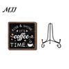 Vintage Coffee Shop Decor Wooden Bar Sign with Iron Stand, Black & White Cafe Gift for Lovers Wall Art, Rustic Tabletop or Hanging Frame Farmhouse