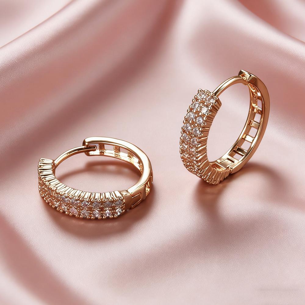 SIMJOO Fashion Rose Gold Earring Earrings with A Niche Design Geometric Micro-inlaid Zircon Earrings