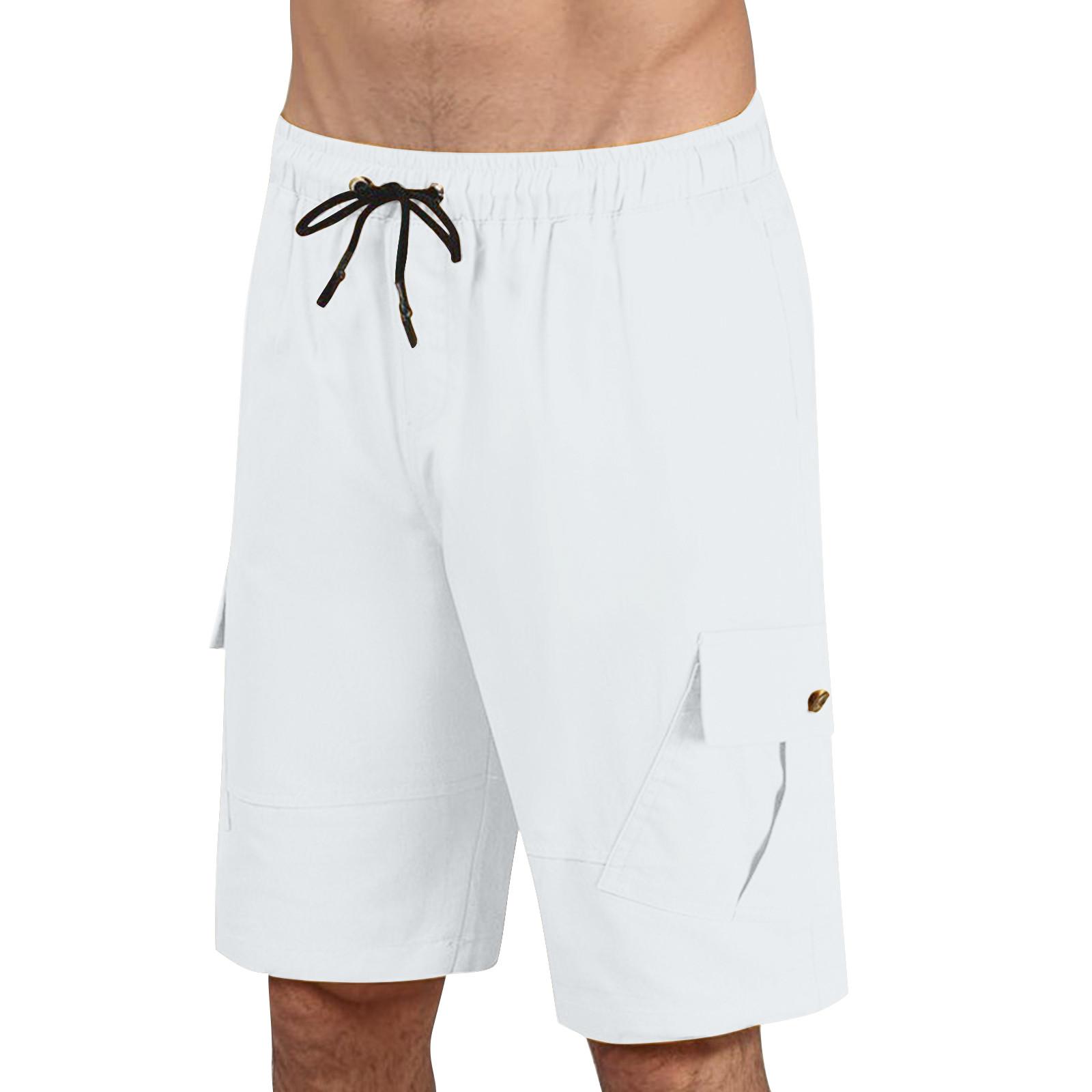 

Мужские прямые рабочие брюки, модные и повседневные шорты на шнурке M белый