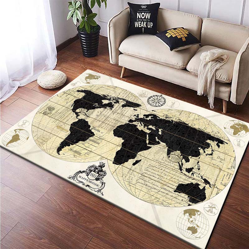 Retro Navigation Map Decorative Large Rugs for Living Room Home Decor Area Mat Children Room Floor Mate Bedroom Carpet Mat Gift