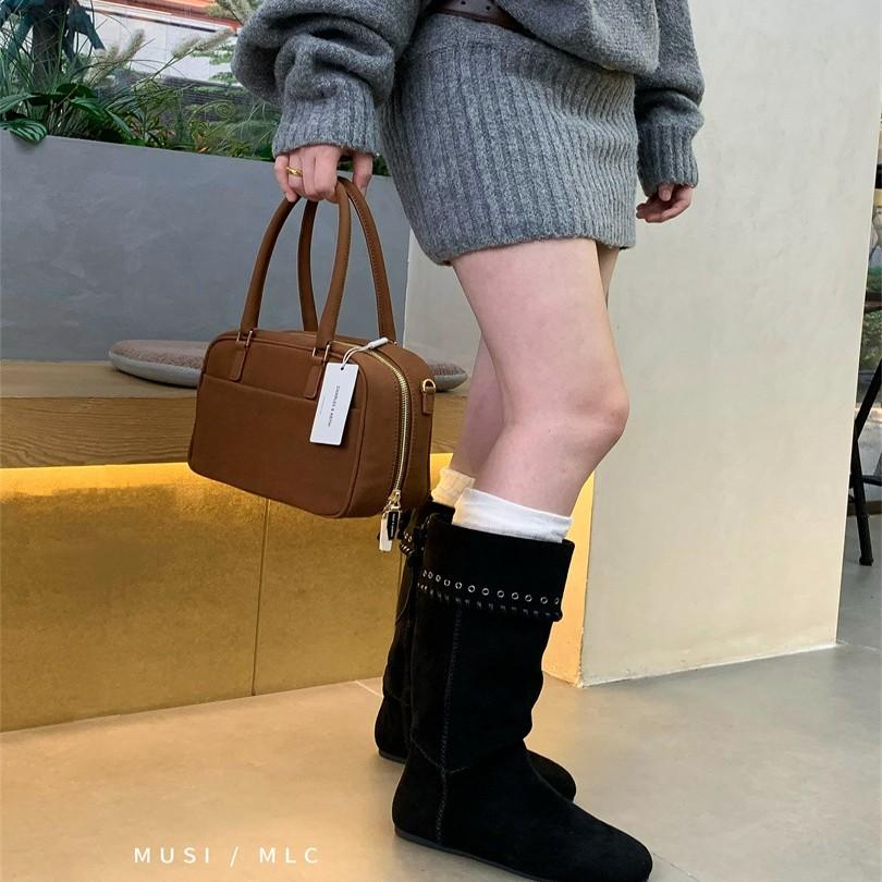 French retro long fashion boots 2025 autumn and winter new versatile thick heel two wear thin boots