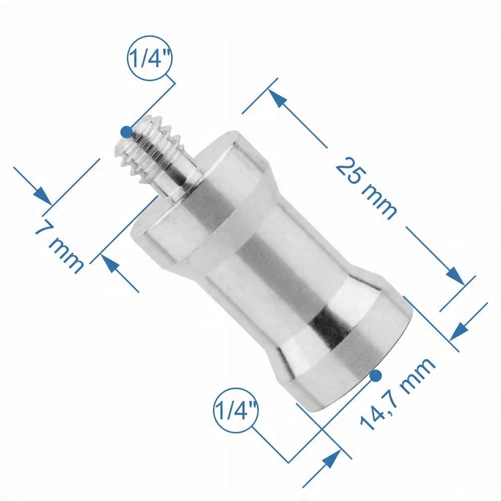Adapter sleeve tripod reduction 1/4" to 1/4" aluminum for 32 mm tripod