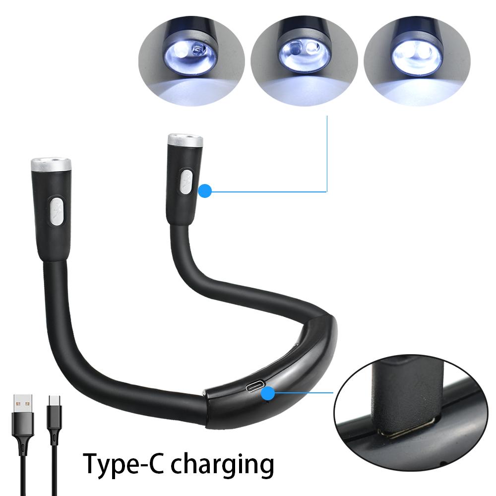 USB Rechargeable LED Neck Hanging Reading Light  Eye Protection Book Light for Night Reading Running Knitting Maintenance