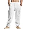 Men's Linen Four-season Thin Breathable Tooling Multi-pocket Loose Casual Trend Wide-leg Trousers