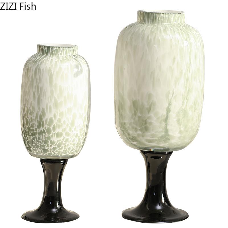 Color Dot Pattern Glass Vase Creative Flower Pots Desk Decoration Flower Arrangement White Floral Vases Room Aesthetic Decor