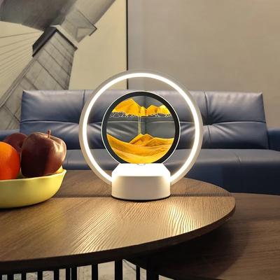 Wiederaufladbares stereoskopisches 3D-Nachtlicht, kreative hängende Schreibtischlampe, Schlafzimmer, Treibsandmalerei, Dekoration, dynamische Sanduhrlampe