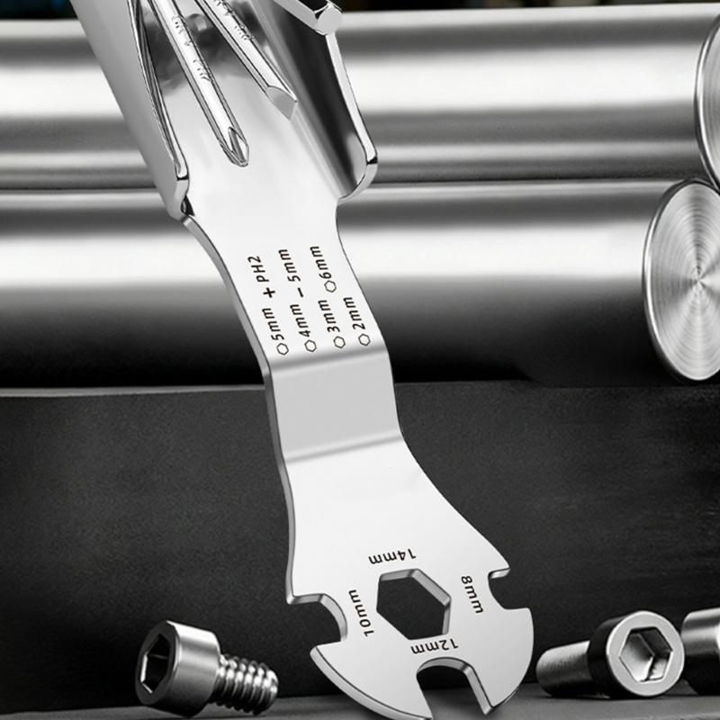 Multifunktionales Handwerkzeug-Set inklusive Kreuzschlitzschraubendreher, Maulschlüssel und klappbarem Sechskantschlüssel für verschiedene Reparaturarbeiten, tragbares Design